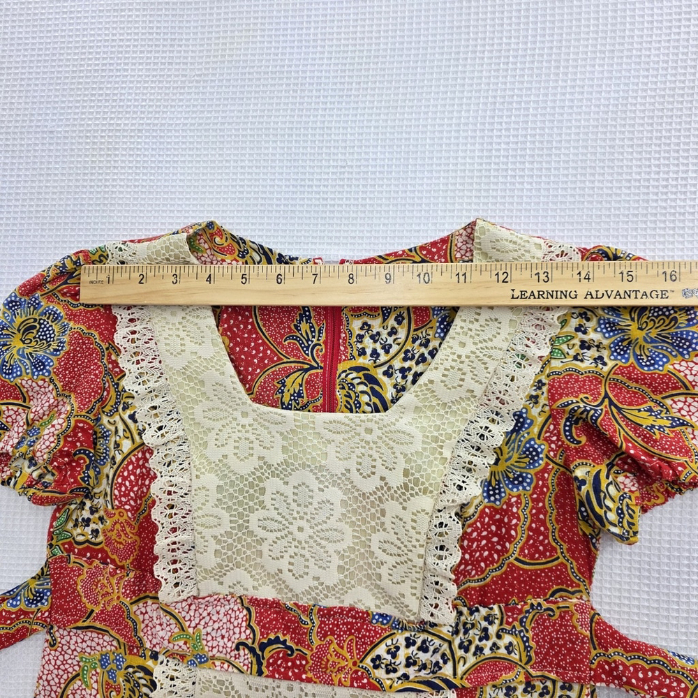 Modern Bohemia MH Patchwork Maxi Dress Women M Crochet Lace Boho Festival 54โ - Picture 5 of 7